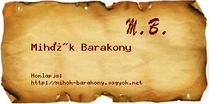 Mihók Barakony névjegykártya